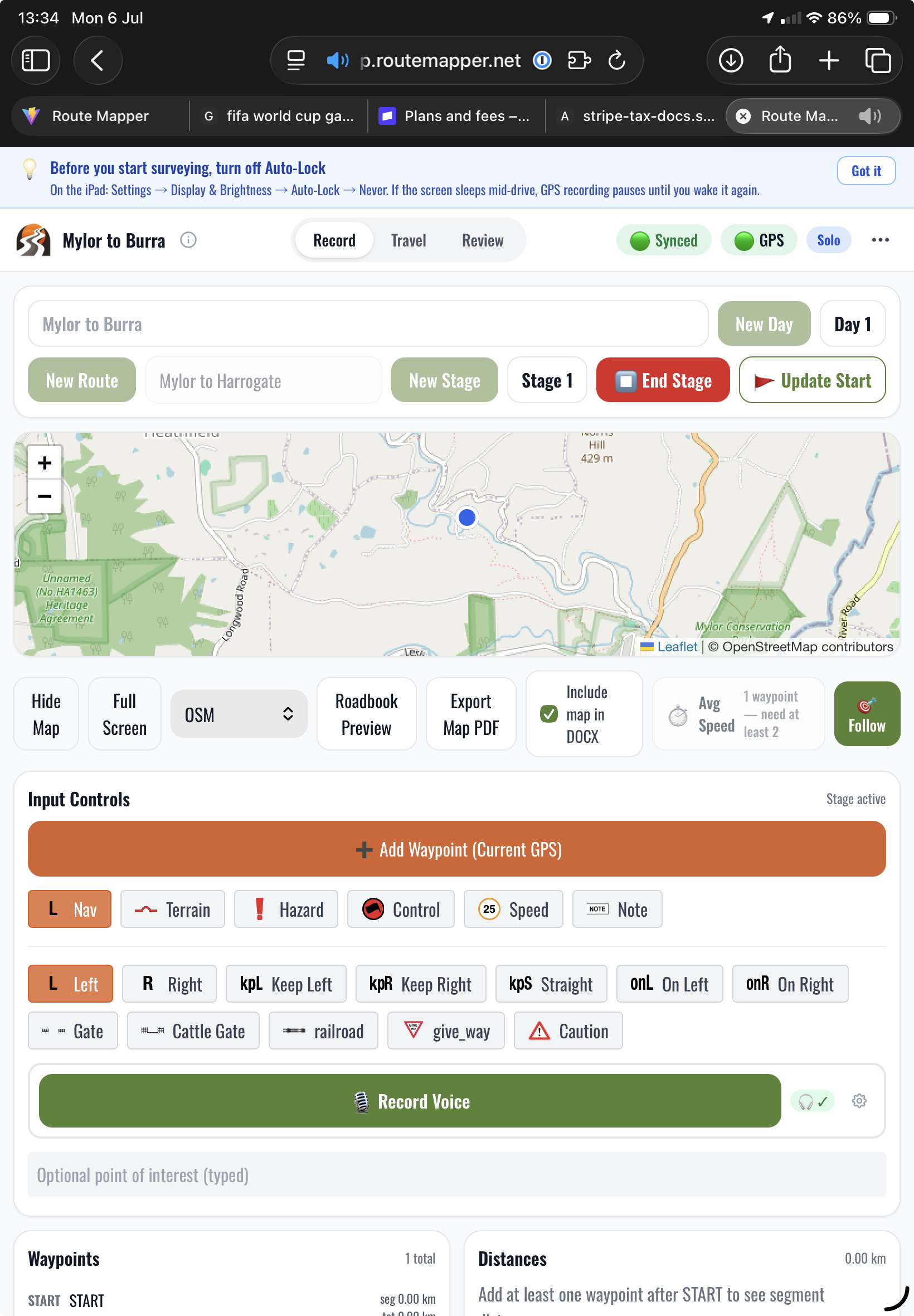 RouteMapper editing interface